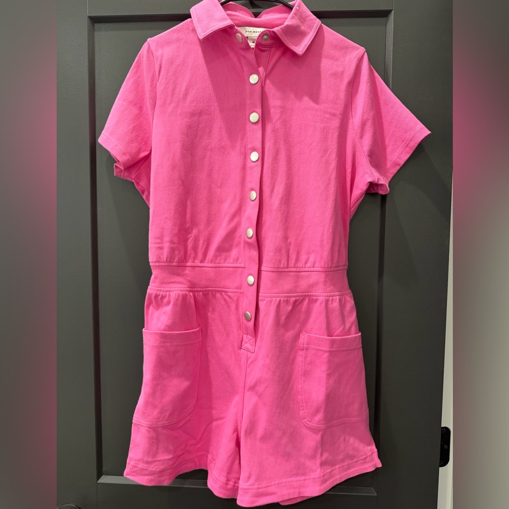 Pink Button-Up Romper - Picture 3 of 4
